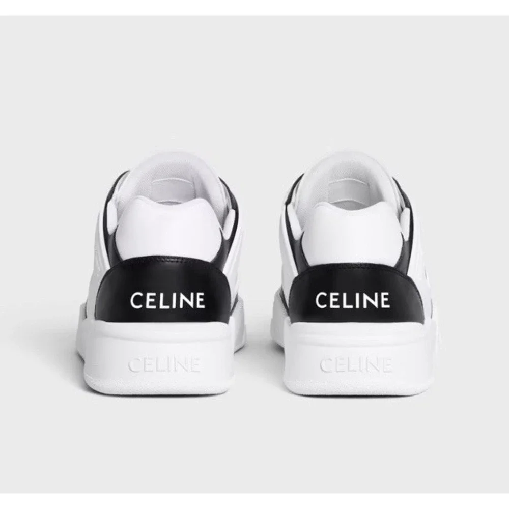 Celine Trainer Calfskin CT-07 Low Top Sneaker White/Black Authentic Men's 39